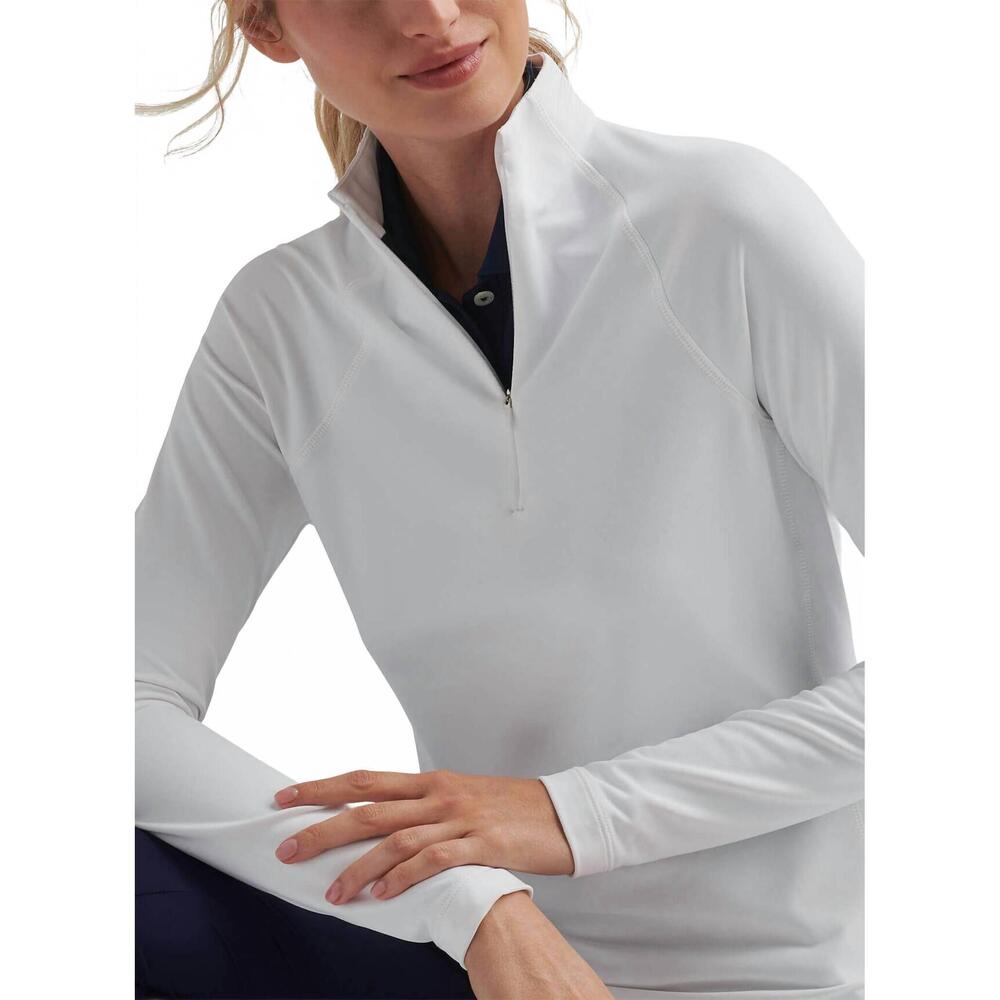 NEW PETER MILLAR raglan sleeve perth layer quarter-zip top in white - Picture 3 of 5
